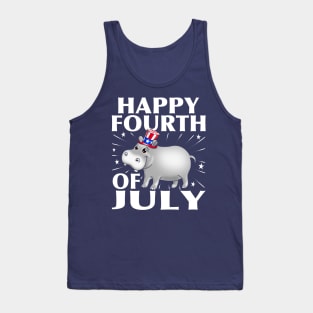 Happy 4th of July USA Patriotic Hippo Tank Top